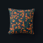 Almofada  Flowing Orange Floral Pattern<br><div class="desc">Seamless pattern of vibrant orange flowers with green stems on a dark blue background. The design is dynamic and lively,  with a sense of flow.</div>