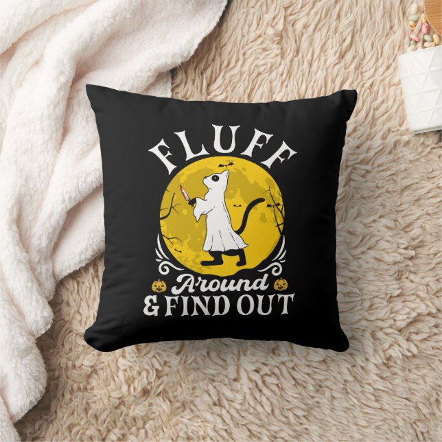 Almofada Fluff e descubra o gato do horror do Halloween (Cobertor)