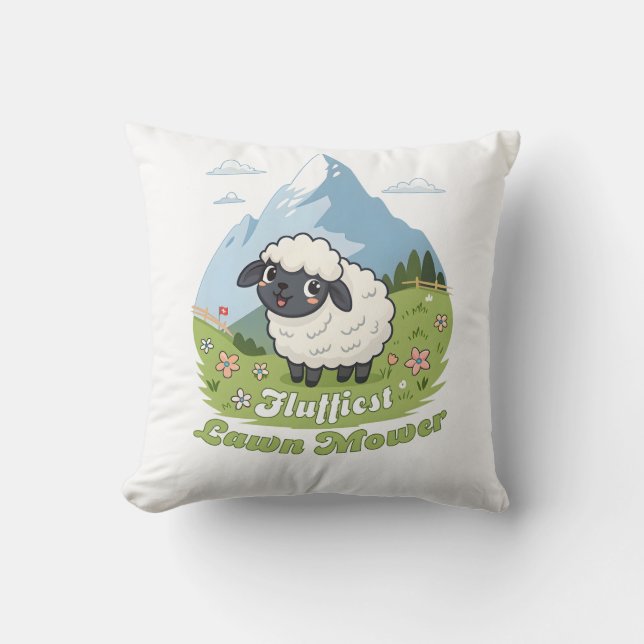 Almofada Fluffiest Lawn Mower – Adorable Blacknose Sheep (Frente)