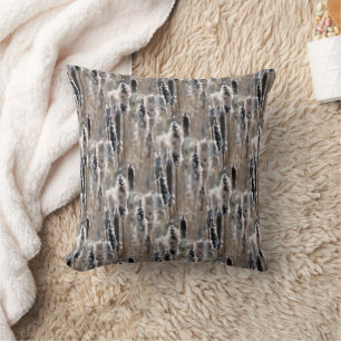 Almofada Fluffy Cattails Nature Pattern