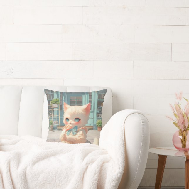 Almofada Fluffy Kitten com Lollipop no Compro de pastelaria (Sofá)