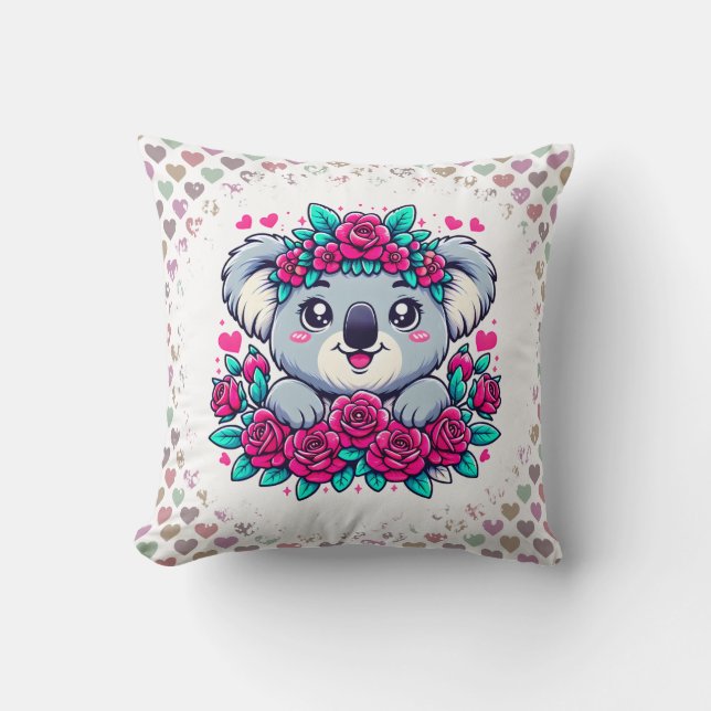 Almofada Fluffy Koala with Flower Crown (Frente)