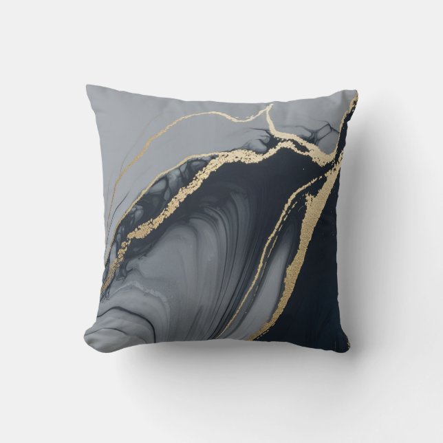 Almofada Fluid Marble Swirls em Marinho e Travesseiro decor (Frente)