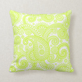 Almofada Fluorescente, Piso Floral de Paisley Amarelo