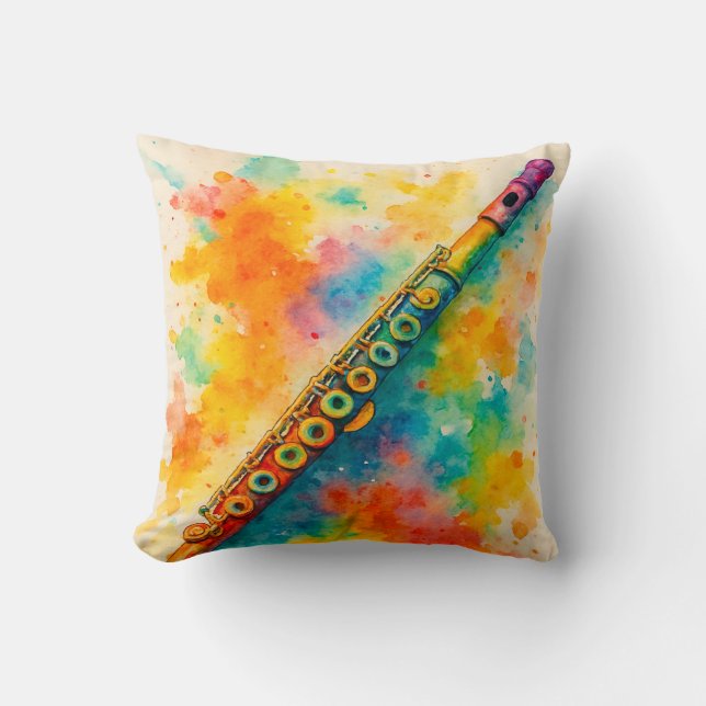 Almofada Fluto de Cores de Água Vibrantes (Frente)