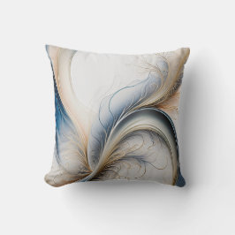 Almofada Fluxo Brisa Dourada de Azul e Ouro Arte Abstrata T