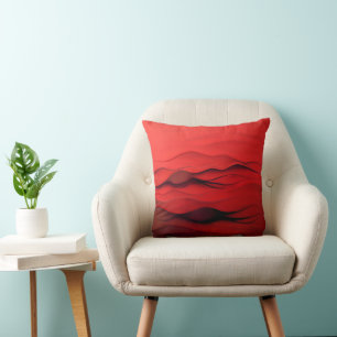 Almofada Fluxo Carmesim – Ondas Vermelhas Abstratas de Movi