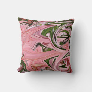Almofada Fluxo de arte rosa e verde