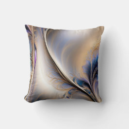 Almofada Fluxo Dourado - Arte Fluida Abstrata em Azul e Dou