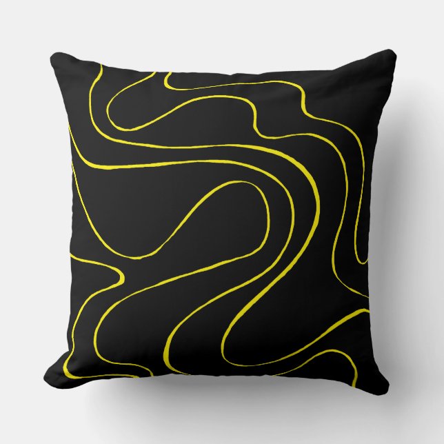Almofada Fluxo e Refluxo 2 em Preto e Amarelo (Frente)