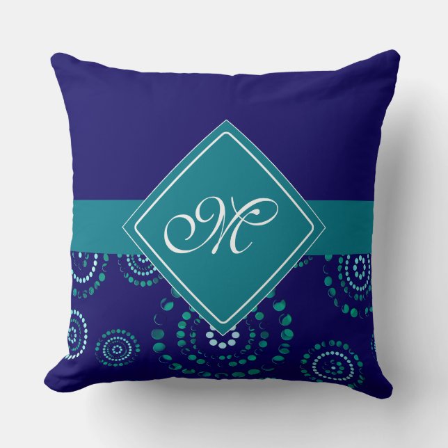 Almofada Fluxos de energia em círculos de pontos + seu back (Frente)