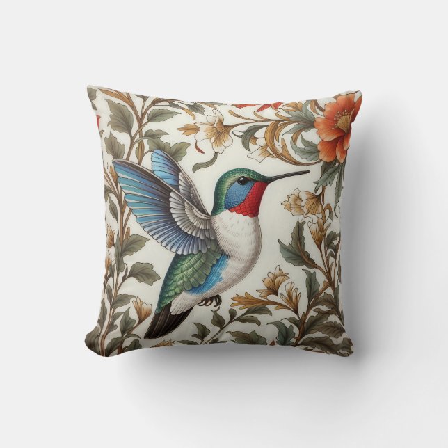 Almofada Flying Hummingbird William Morris Inspired (Frente)