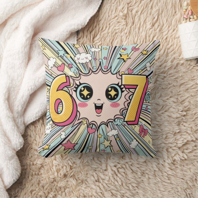Almofada Fofo 6 7 Brainrot Chibi Anime (Cobertor)