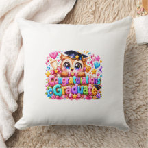Fofo Kawaii Parabéns Graduado Coruja Pastel Pi