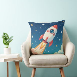 Almofada Foguete espacial fofo decolando