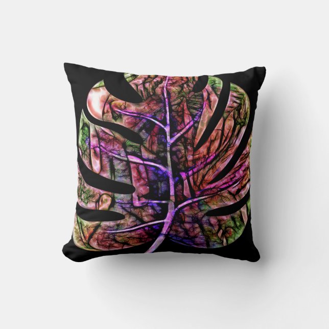 Almofada Folha Brilhante Neon Tropical (Frente)