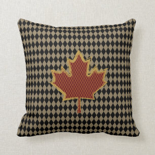 Almofada Folha de bordo canadense vermelha no ouro