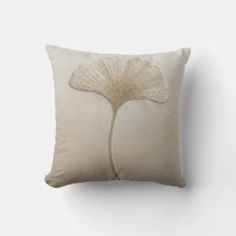 Almofada Folha de Ginkgo Biloba Bege Creme Minimalista Mode