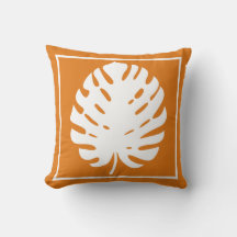Folha de Monstera Laranja Branco Costeiro Moderno