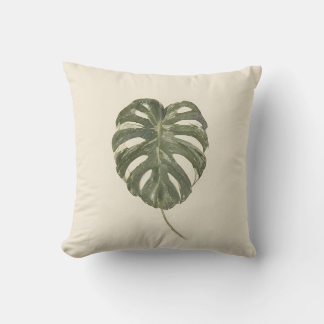 Almofada Folha de Monstera Variegada Tropical Orgânica Mode (Frente)