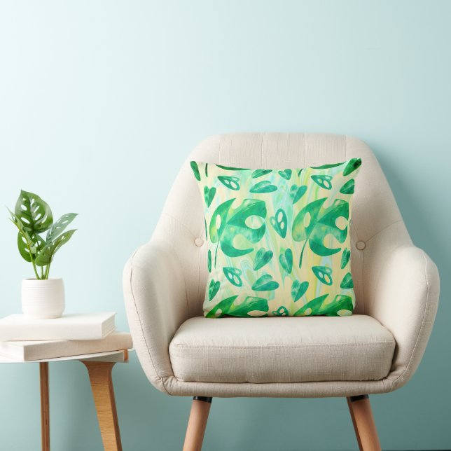 Almofada Folha de Monstera Verde Tropical (Cadeira)