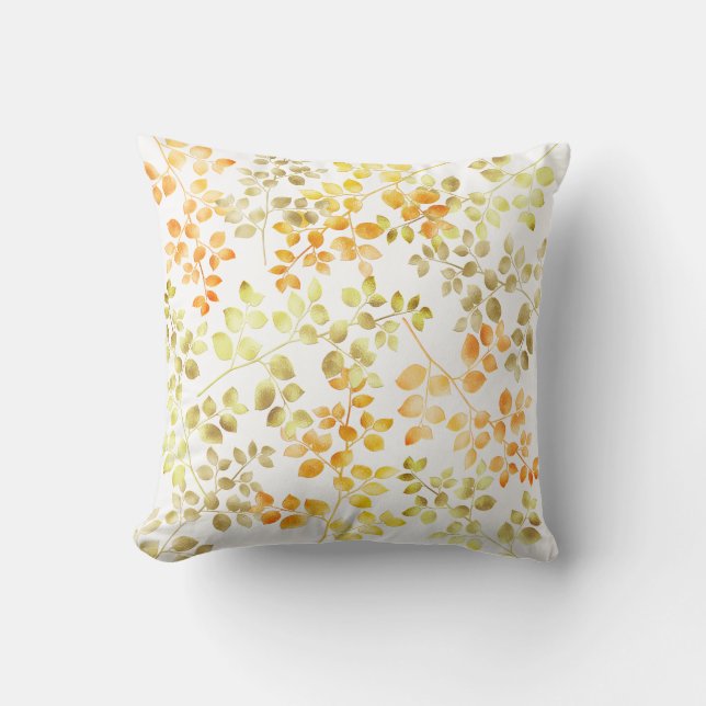 Almofada Folha de Ouro Outono Folhas Laranja Marrom Verde (Frente)