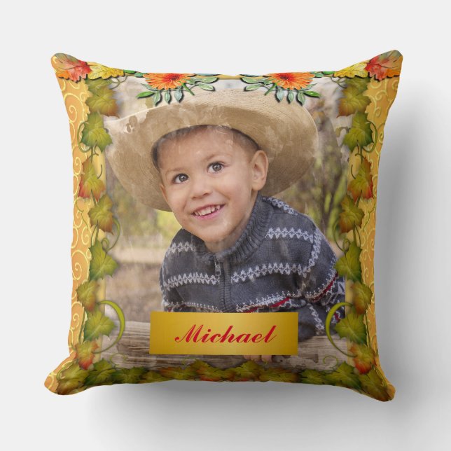 Almofada Folha de outono e Girassol de Ação de Graças (Frente)