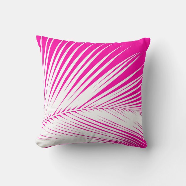 Almofada Folha de palma - branca a rosa fuchsia (Frente)