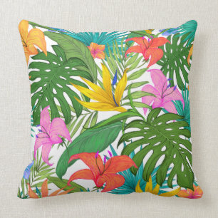 Almofada Folha & flora tropicais do paraíso -