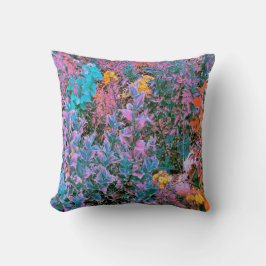 Almofada Folhagem de abstrato, verde-rosa e jardim aquático