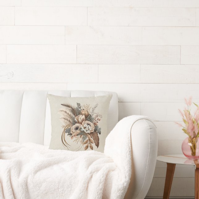Almofada Folhagem e Penas das Flores Elegantes (Sofá)