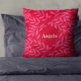 Almofada Folhagem rosa e vermelha Nome Travesseiro decorati