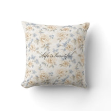 Folhas Azuis Florais Creme Romântico