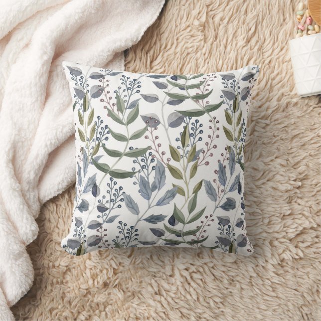 Almofada Folhas Botânicas Chic em Aquarela (Cobertor)