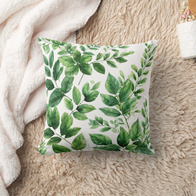 Almofada Folhas Botânicas De Coloração Verde (Cobertor)