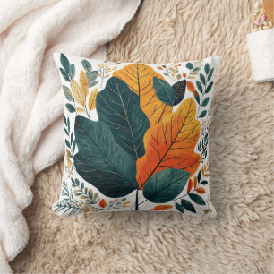 Almofada Folhas Botânicas De Coloração Verde