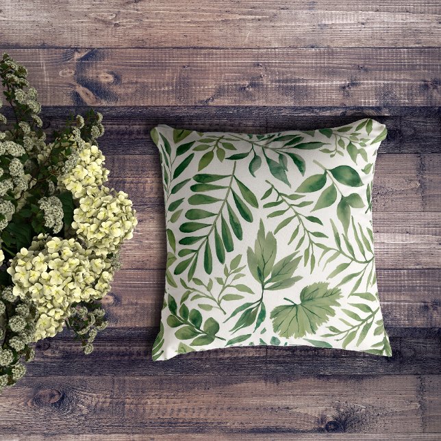 Almofada Folhas Botânicas De Coloração Verde (Criador carregado)