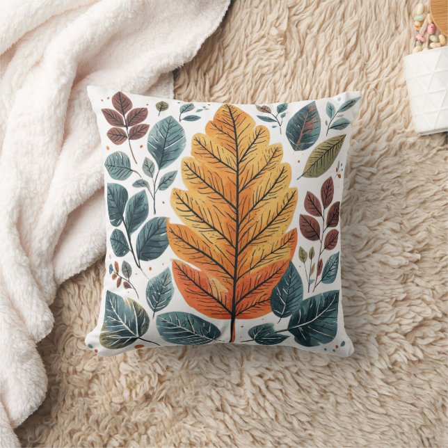 Almofada Folhas Botânicas De Coloração Verde (Cobertor)