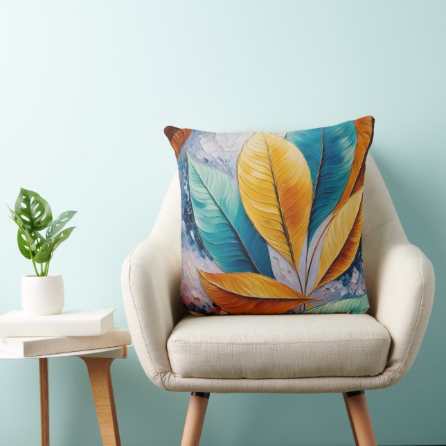 Almofada Folhas Celestiais | Arte Abstrato Sunlit (Cadeira)
