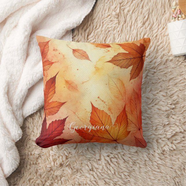 Almofada Folhas de Aquarela Automática Quentes (Cobertor)