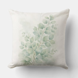Almofada Folhas de Aquarela Botânica Pastel Greenery
