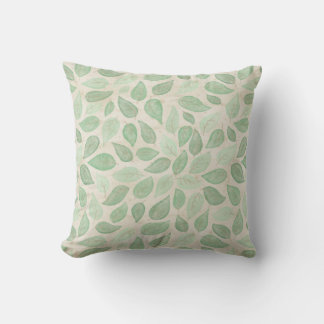 Almofada Folhas de aquarela em verde e bege