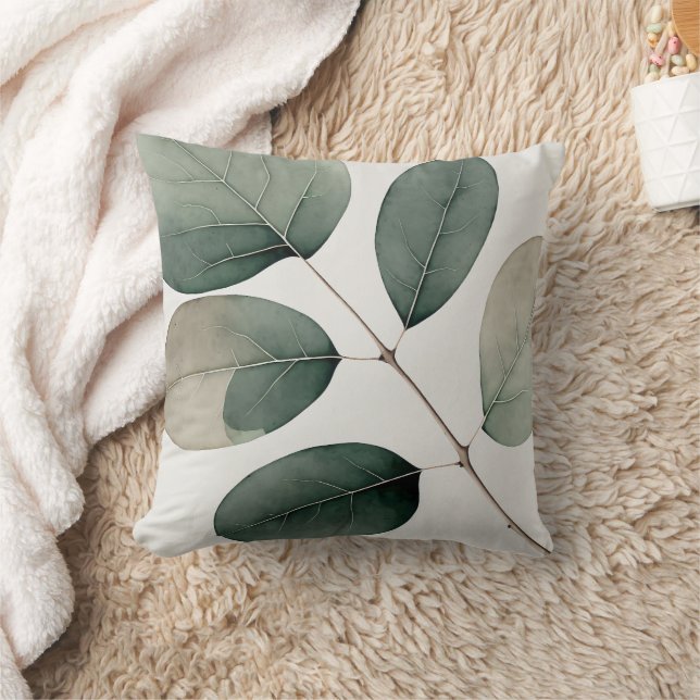 Almofada Folhas de Aquarela Eucalyptus (Cobertor)