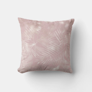 Almofada Folhas de árvores tropicais tropicais, cor-de-rosa