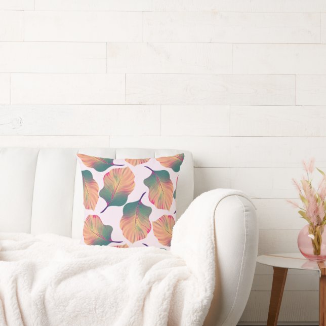 Almofada Folhas de Canna Tropicanna em Pastel (Sofá)