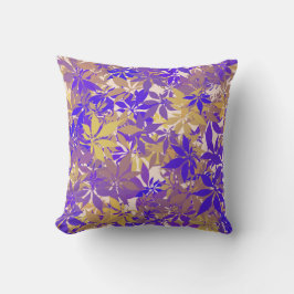 Almofada Folhas de castanha Douradas, de bronze e azuis
