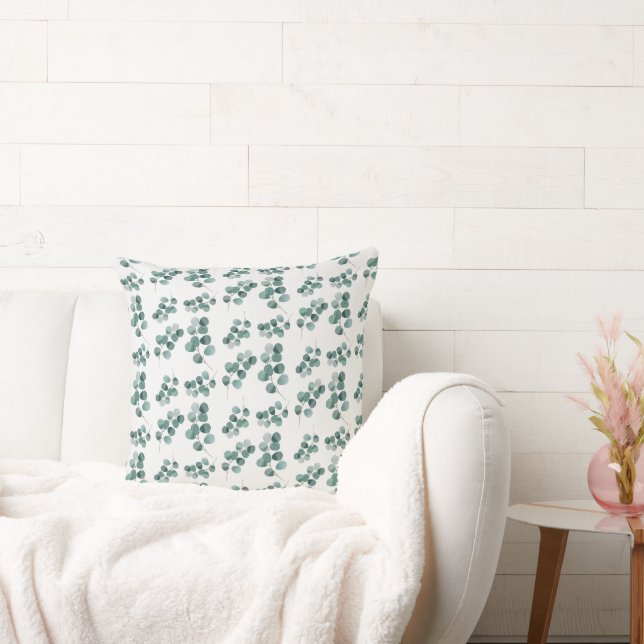 Almofada Folhas de eucalipto com aquarela elegante (Sofá)