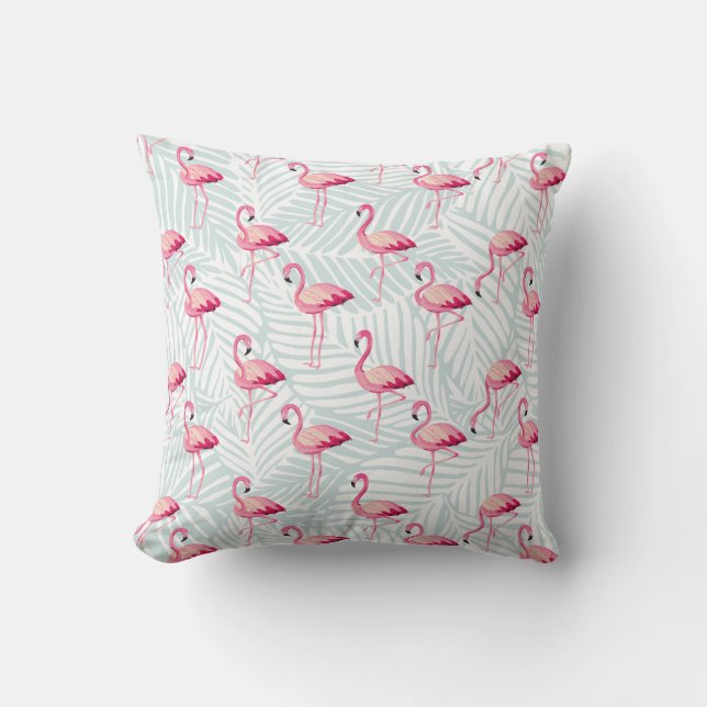 Almofada Folhas de Flamingo e Palma Rosa - Bonitas (Frente)