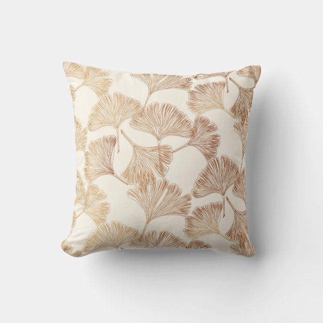 Almofada Folhas de Gingko douradas em papel de parede toile (Frente)