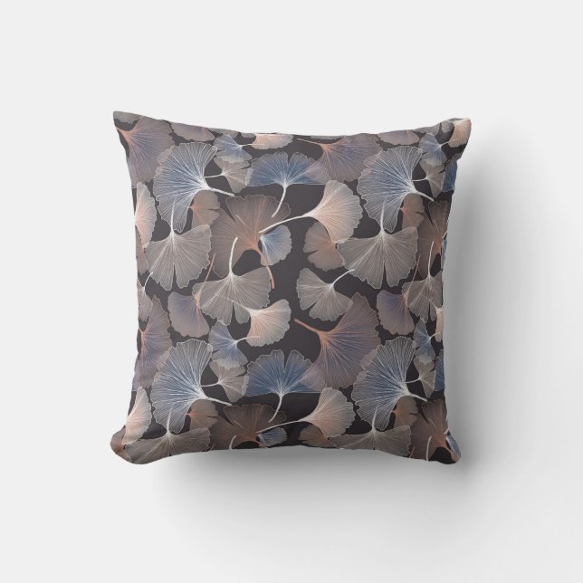 Almofada Folhas de Ginkgo: padrão natural elegante. (Frente)